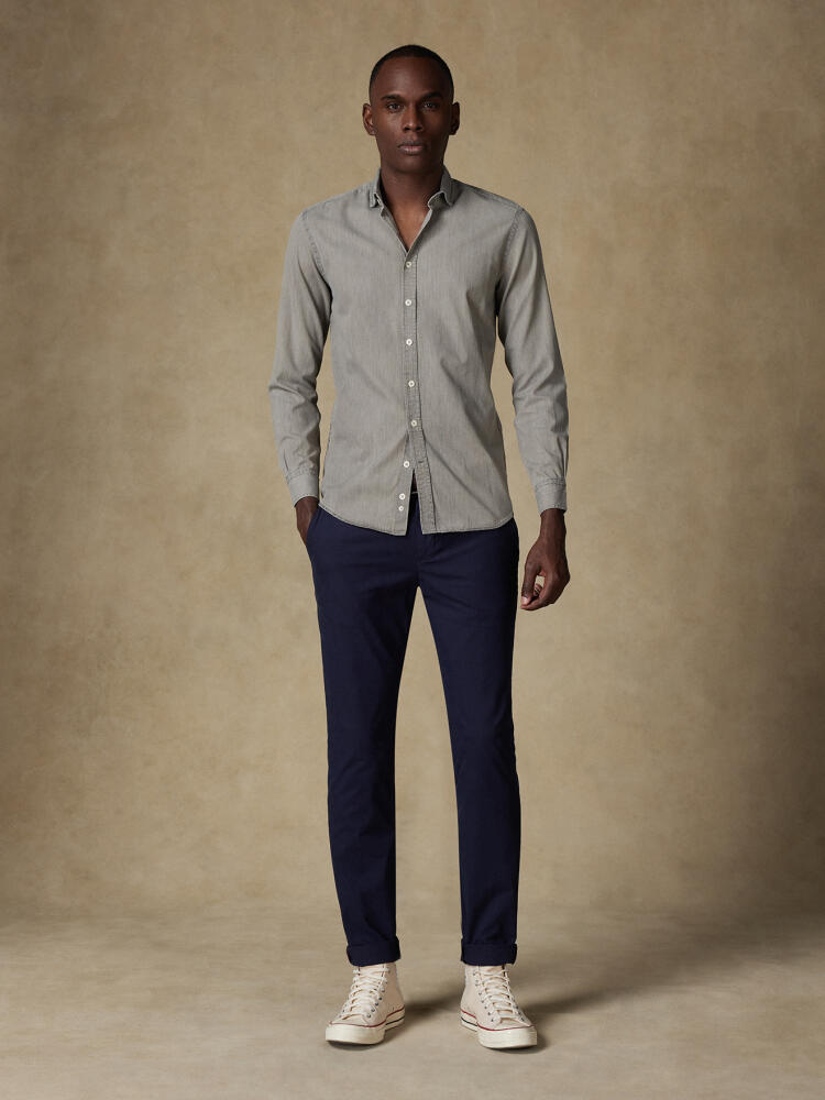 Chemise cintr&eacute;e Darcy en denim gr&egrave;ge