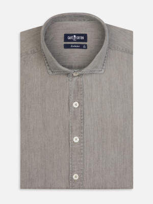 Chemise cintr&eacute;e Darcy en denim gr&egrave;ge