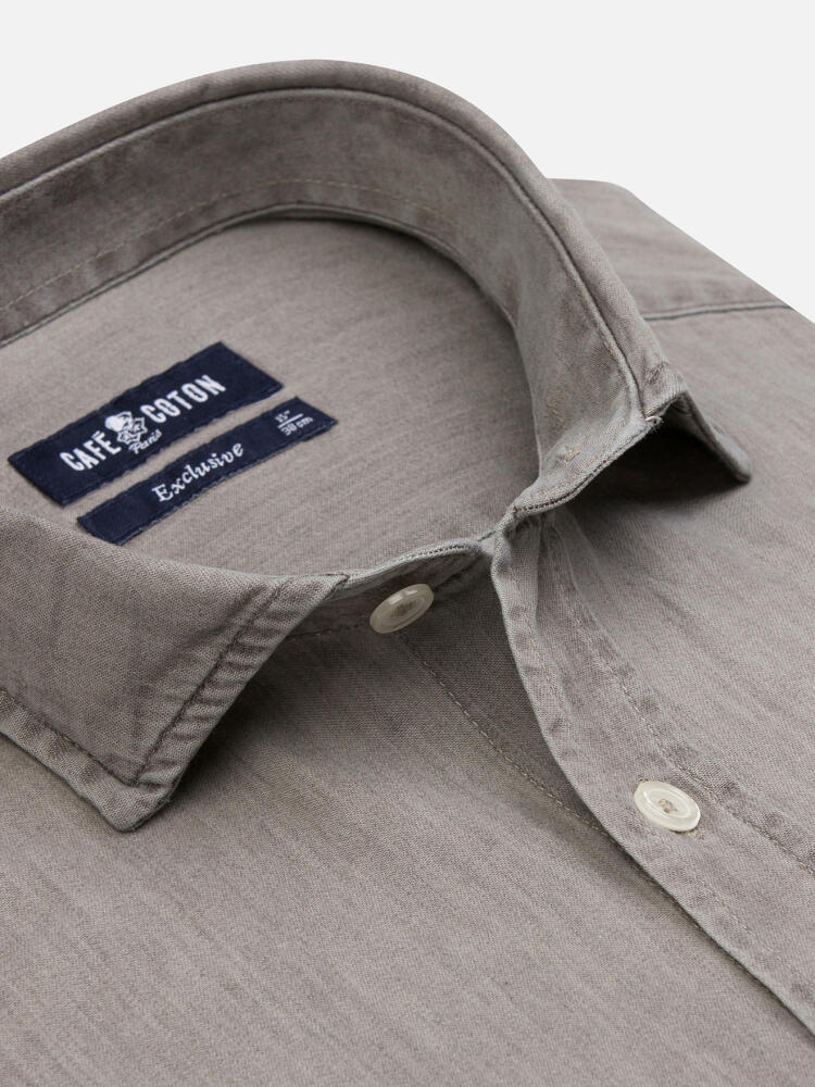 Chemise cintr&eacute;e Darcy en denim gr&egrave;ge