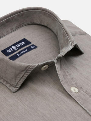 Chemise cintr&eacute;e Darcy en denim gr&egrave;ge