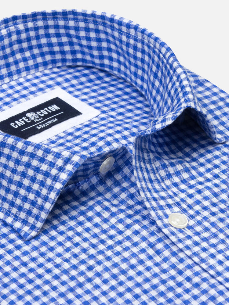 Chemise cintrée django à carreaux bleus