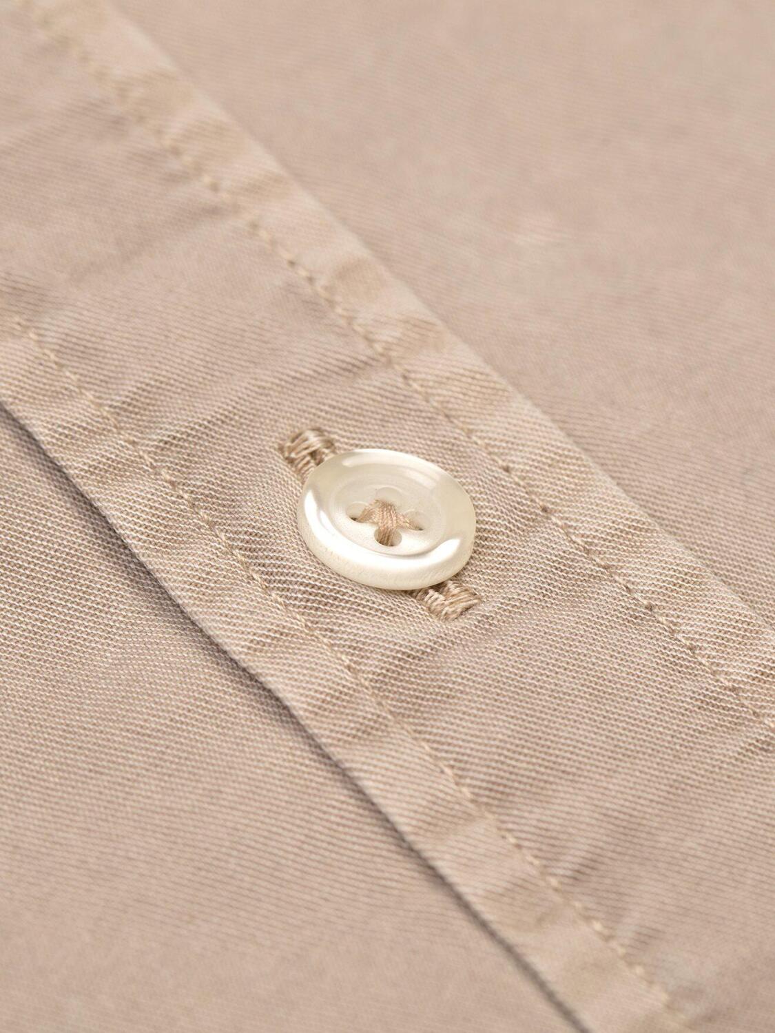 Sand coloured washed gabardine slim fit shirt