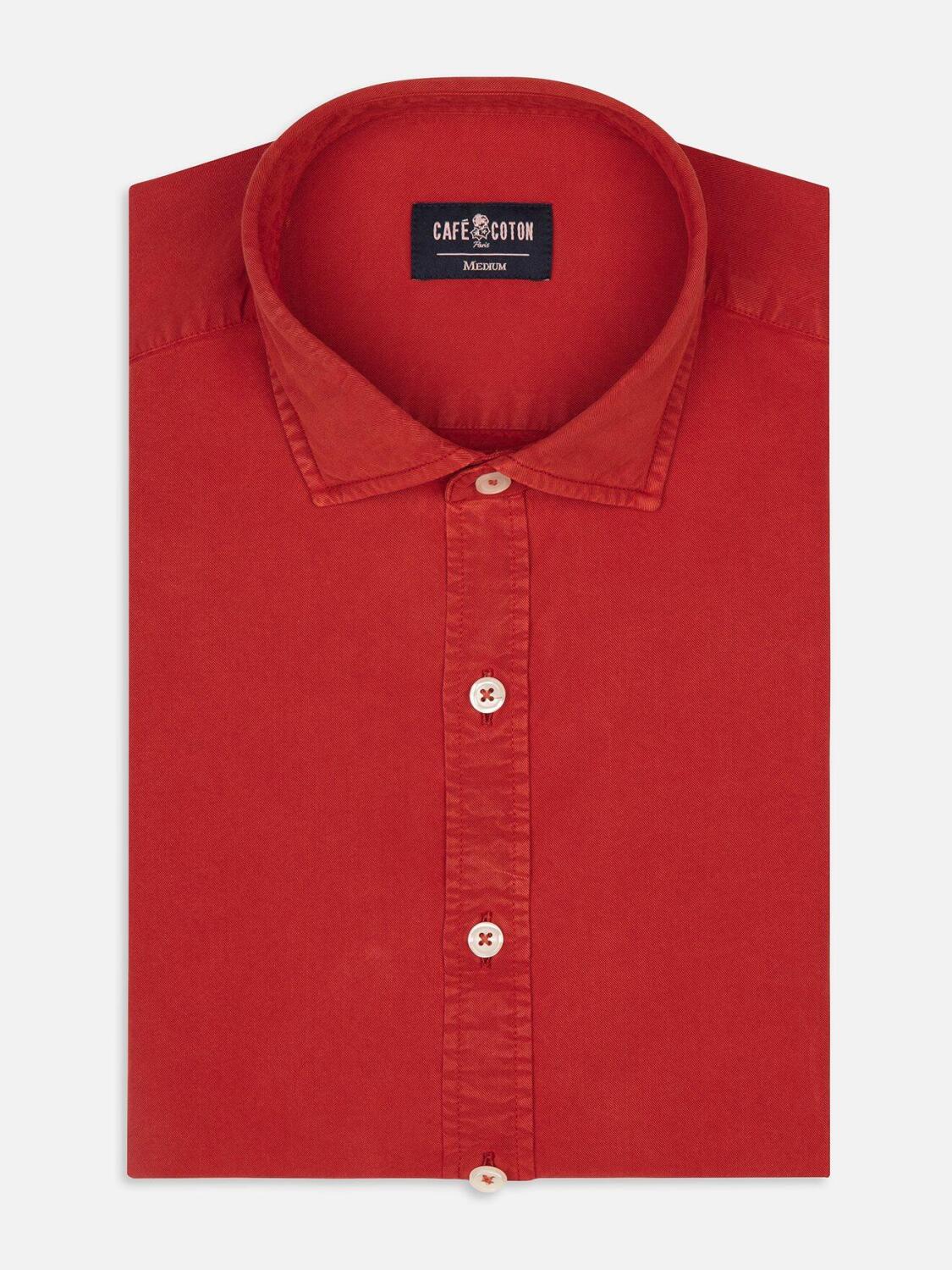Chemise cintr&eacute;e en gabardine lav&eacute;e rust