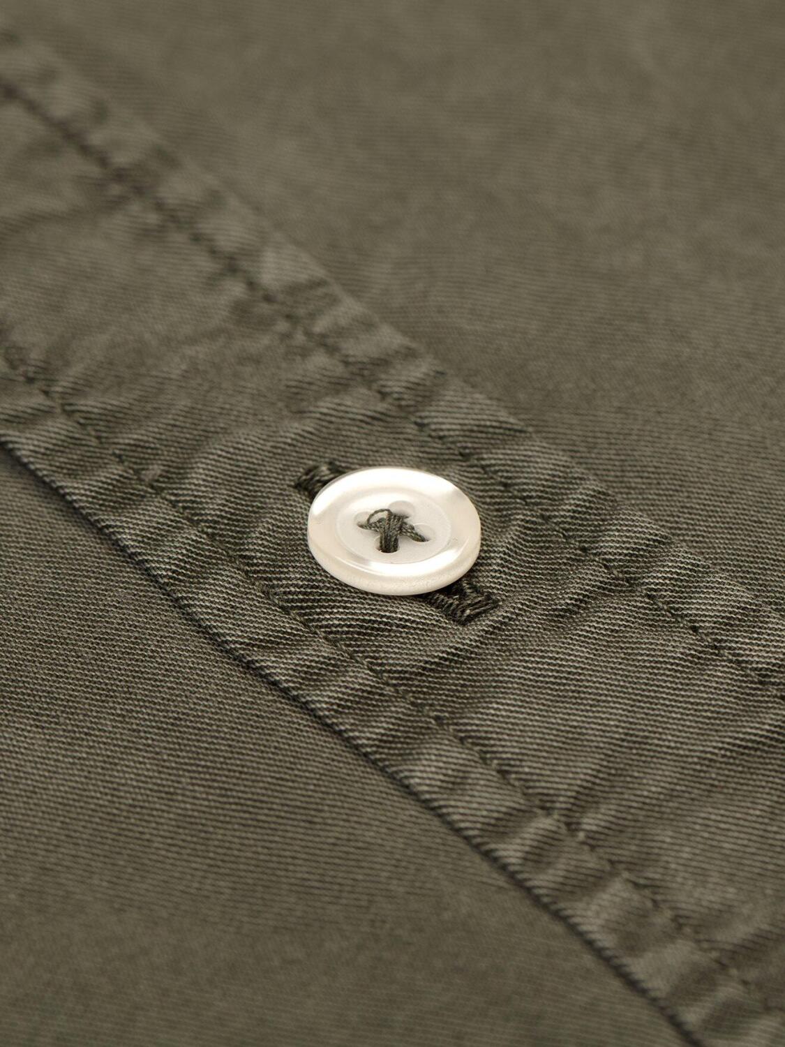 Khaki washed gabardine slim fit shirt
