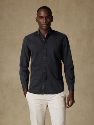 Chemise cintr&eacute;e Gustav en denim carbone