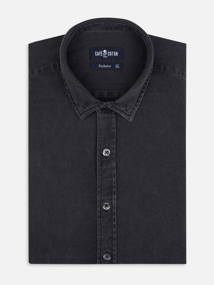 Chemise cintr&eacute;e Gustav en denim carbone