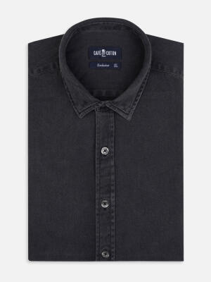 Chemise cintr&eacute;e Gustav en denim carbone