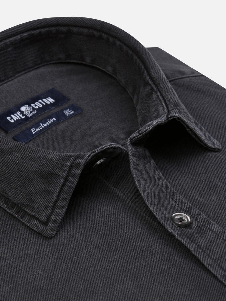 Chemise cintr&eacute;e Gustav en denim carbone