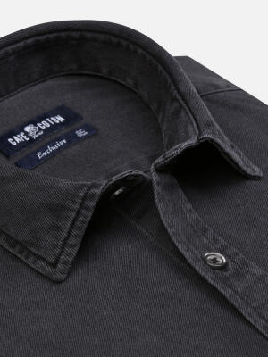 Chemise cintr&eacute;e Gustav en denim carbone
