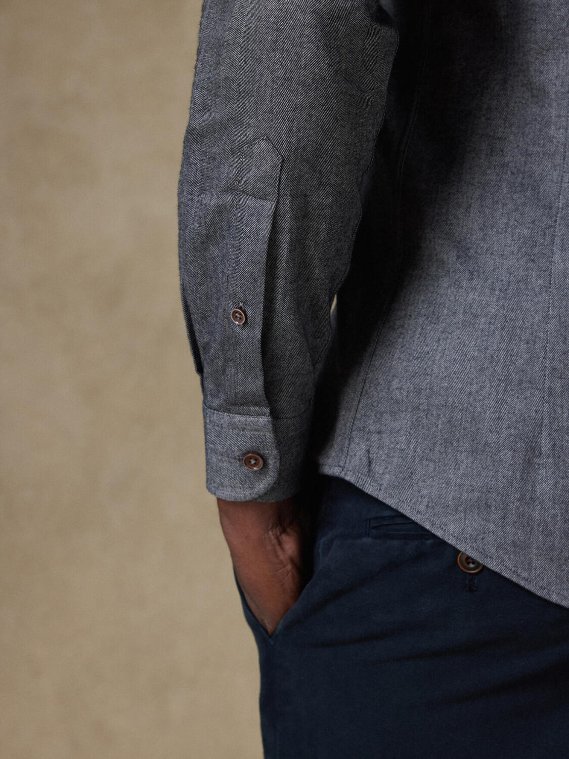 Casual anthrazit Flanellhemd - Slim Fit