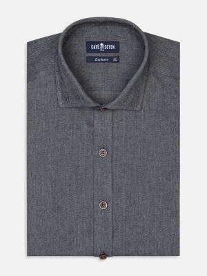 Chemise cintrée casual en flanelle anthracite