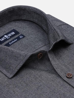Chemise cintrée casual en flanelle anthracite
