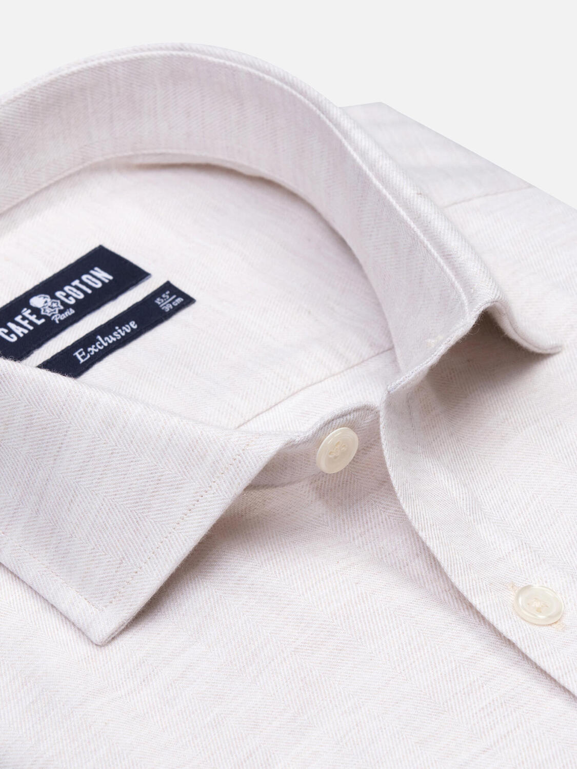 Chemise cintrée casual en flanelle sable