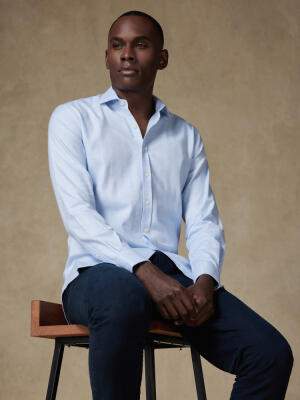 Chemise cintrée casual en flanelle ciel