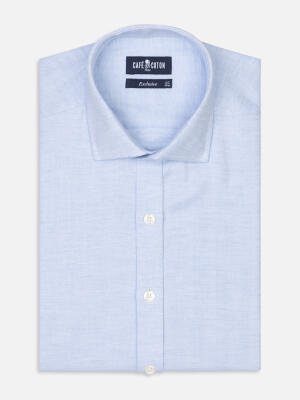 Chemise cintrée casual en flanelle ciel