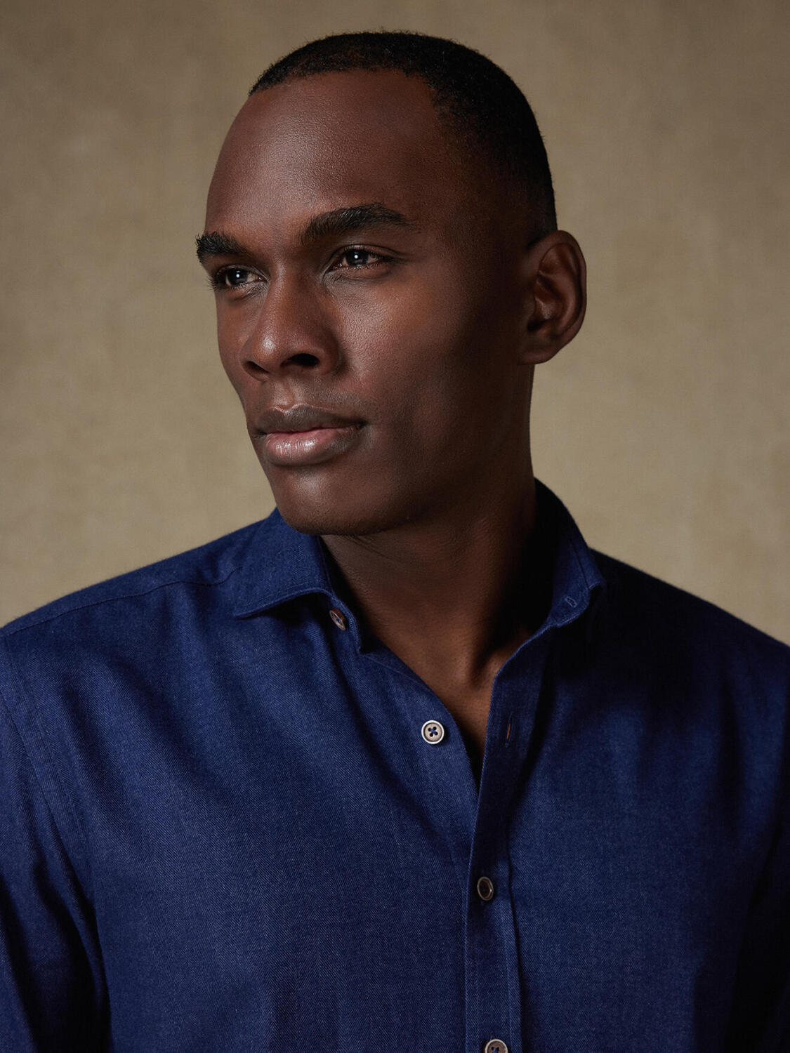 Camicia slim fit di flanella casual blu scuro