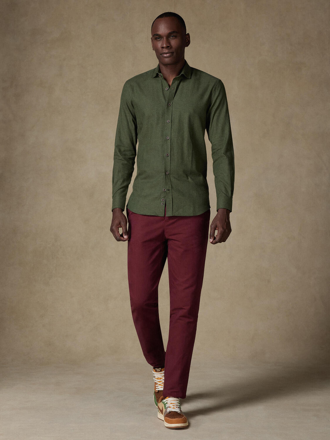 Casual khaki Flanellhemd - Slim Fit