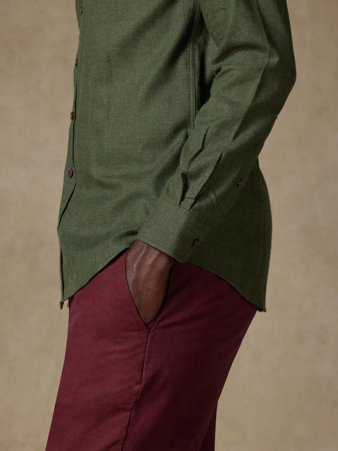 Casual khaki Flanellhemd - Slim Fit