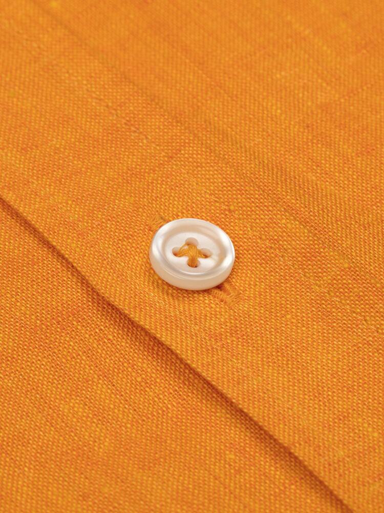 Orange linen slim fit shirt