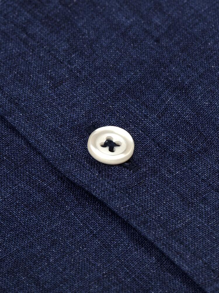 Navy linen slim fit shirt