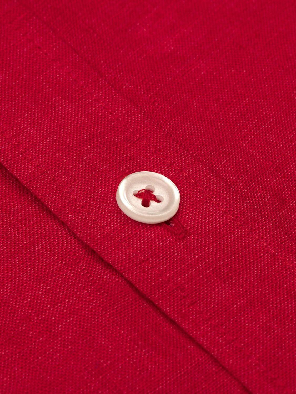 Chemise cintrée rouge en lin