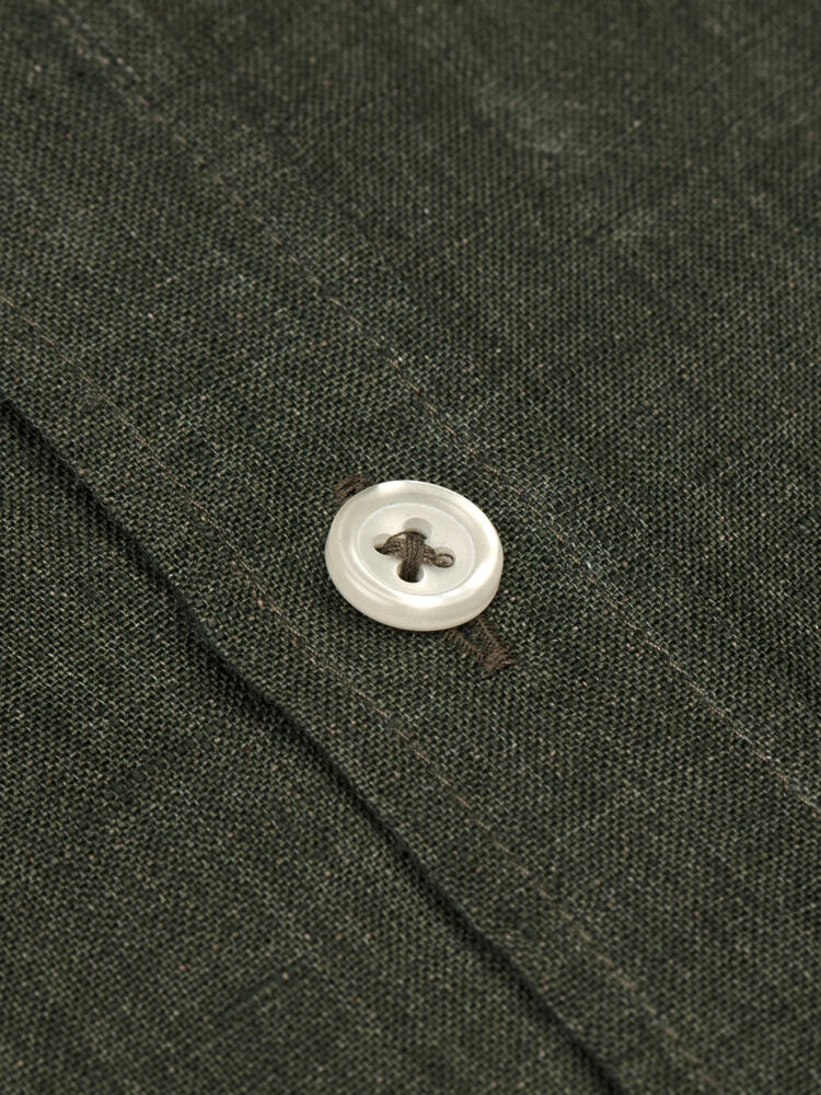 Khaki linen fitted shirt