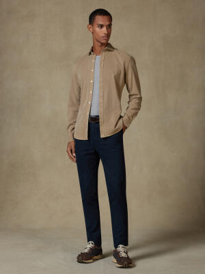 Camicia slim fit Lio in gabardina lavata visone