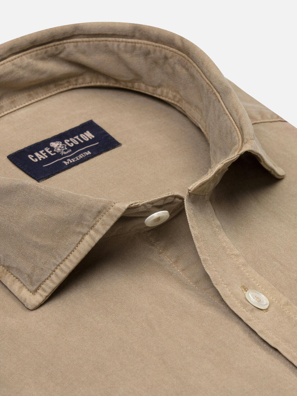 Camicia slim fit Lio in gabardina lavata visone