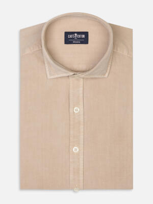 Camicia slim fit Lio in gabardina lavata sabbia