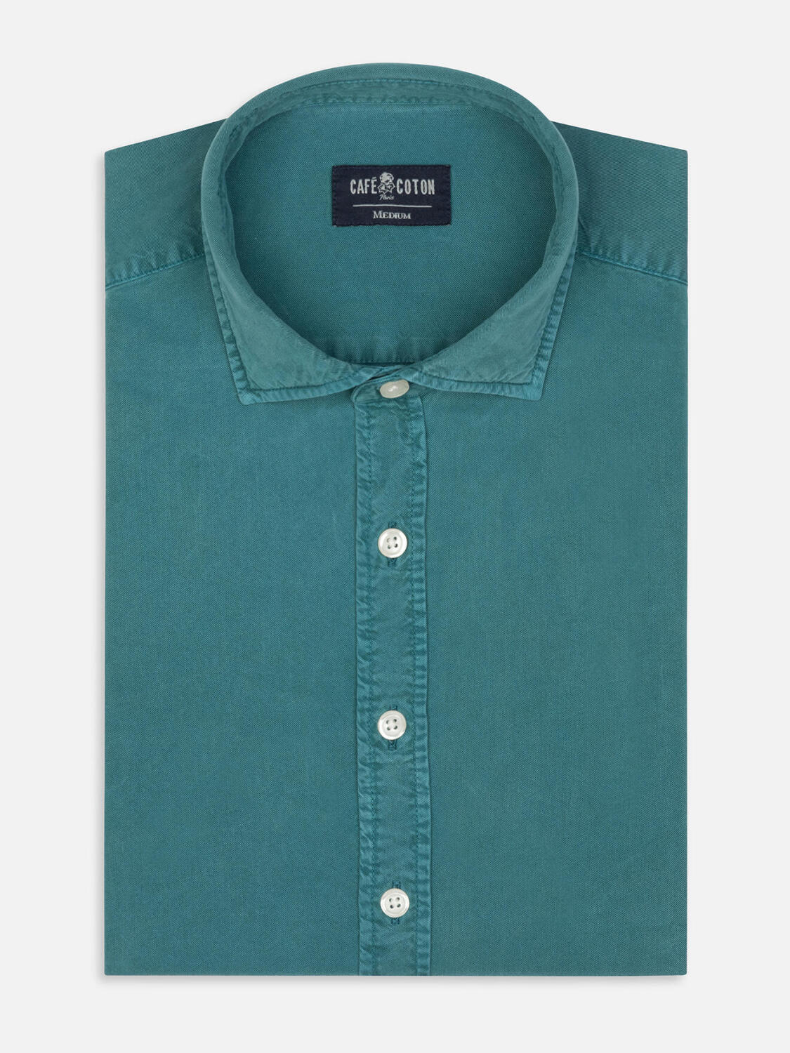 Camicia slim fit Lio in gabardine lavato celadon