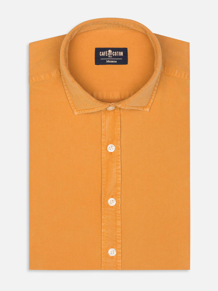 Lio slim fit shirt in saffron washed gabardine