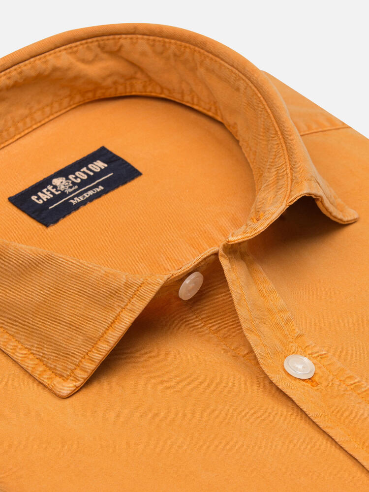 Lio slim fit shirt in saffron washed gabardine