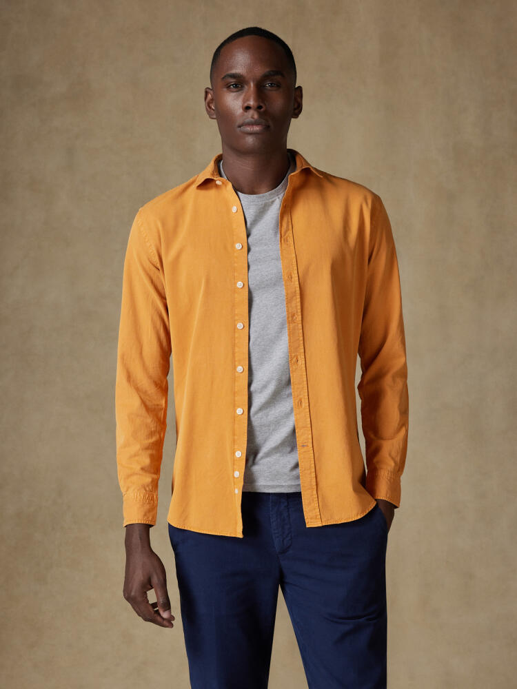 Lio slim fit shirt in saffron washed gabardine