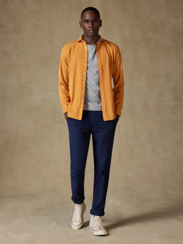 Lio slim fit shirt in saffron washed gabardine