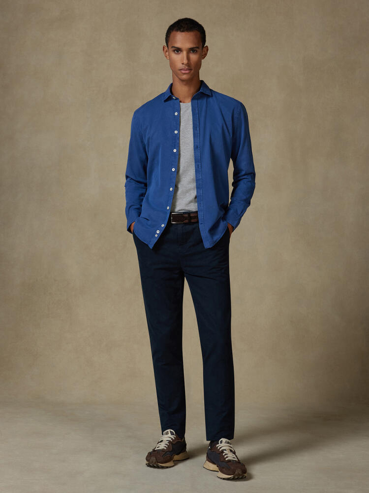 Camisa slim fit Lio en gabardina lavada azul