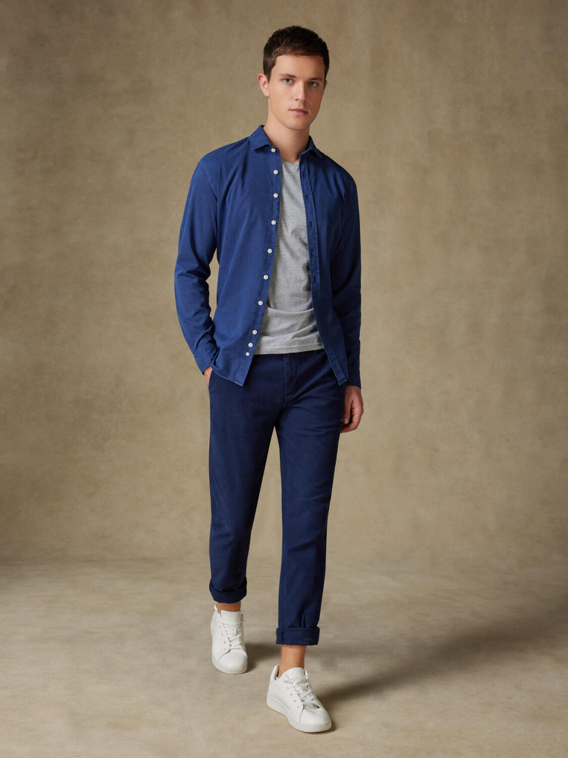 Lio-Tailliertes Hemd aus gewaschenem Gabardine in Marine