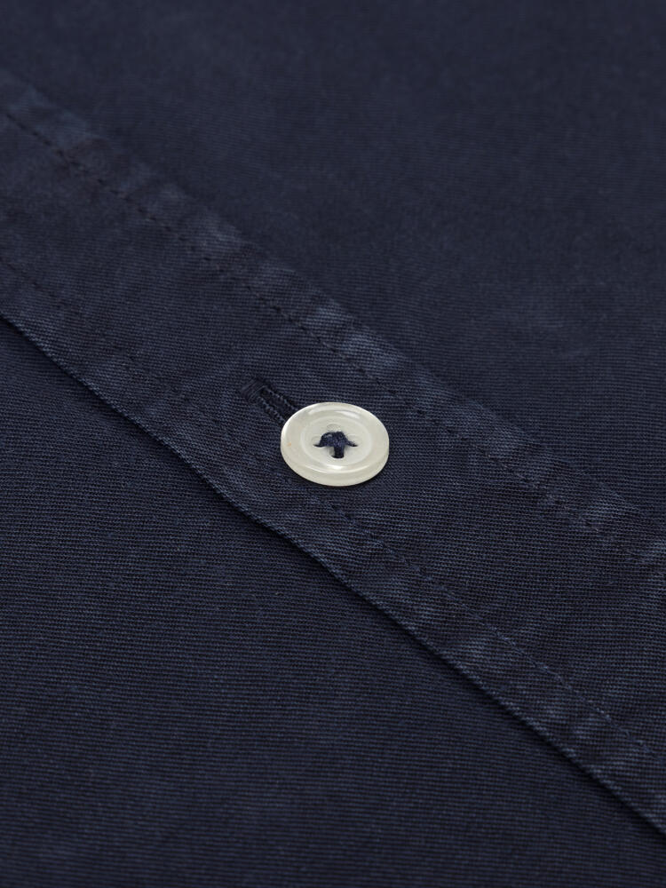 Lio slim fit shirt in washed gabardine navy