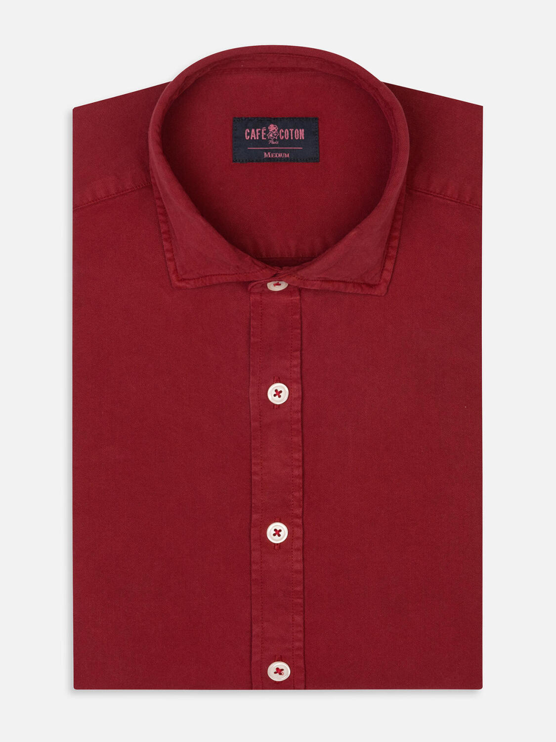 Camicia slim fit Lio in gabardina lavata rosso