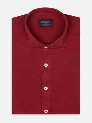 Camicia slim fit Lio in gabardina lavata rosso