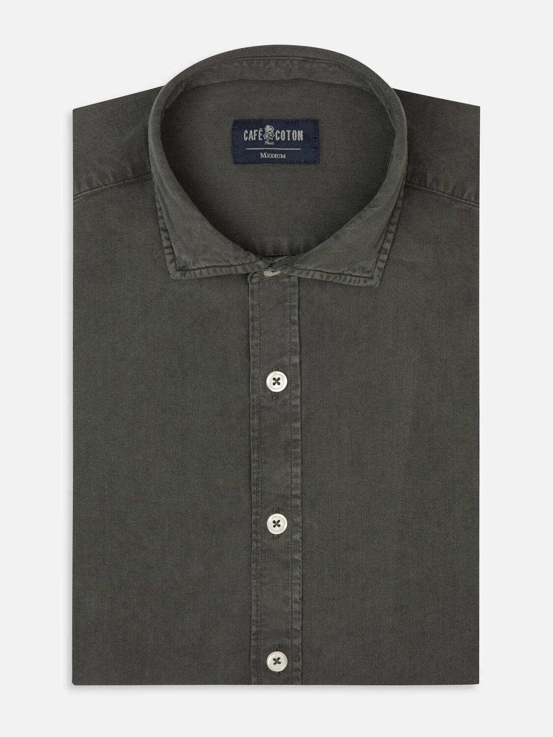 Lio slim fit shirt in washed gabardine khaki