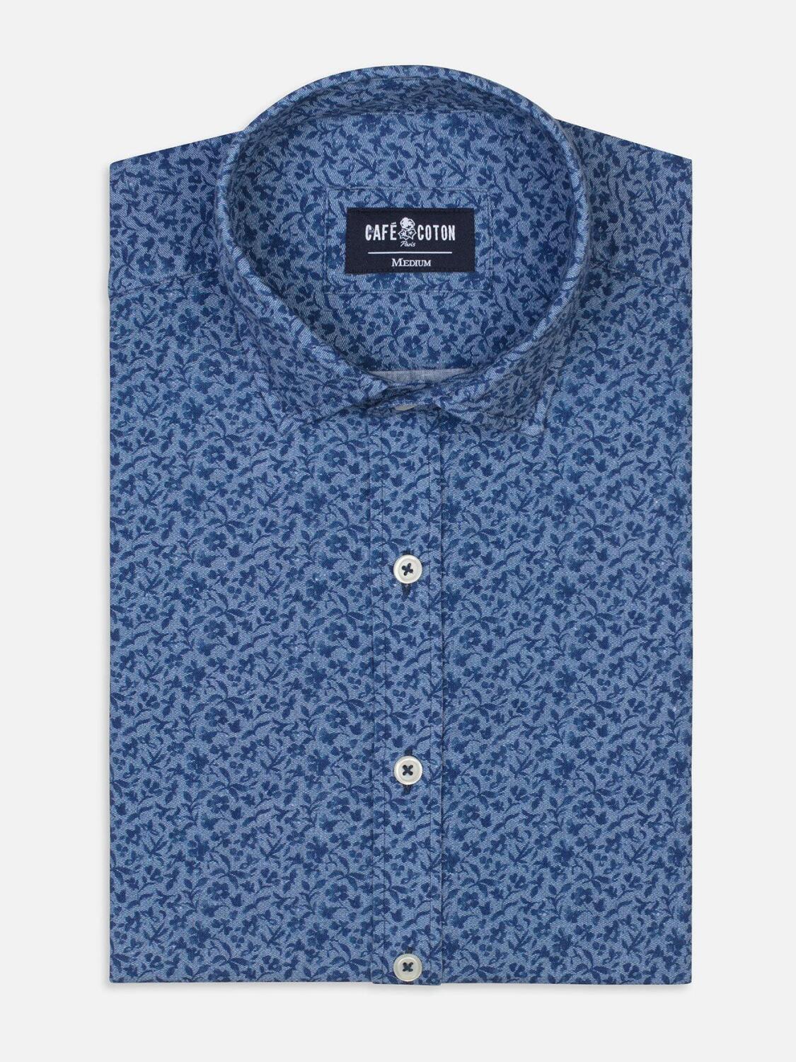 Chemise cintr&eacute;e Marty en lin &agrave; imprim&eacute; floral