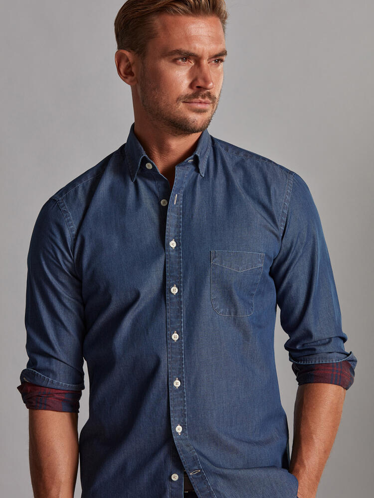 Pat denim overhemd