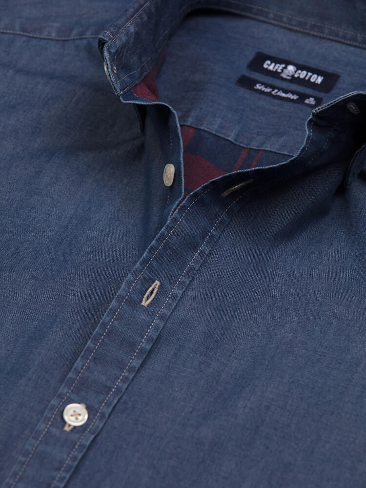 Pat denim overhemd