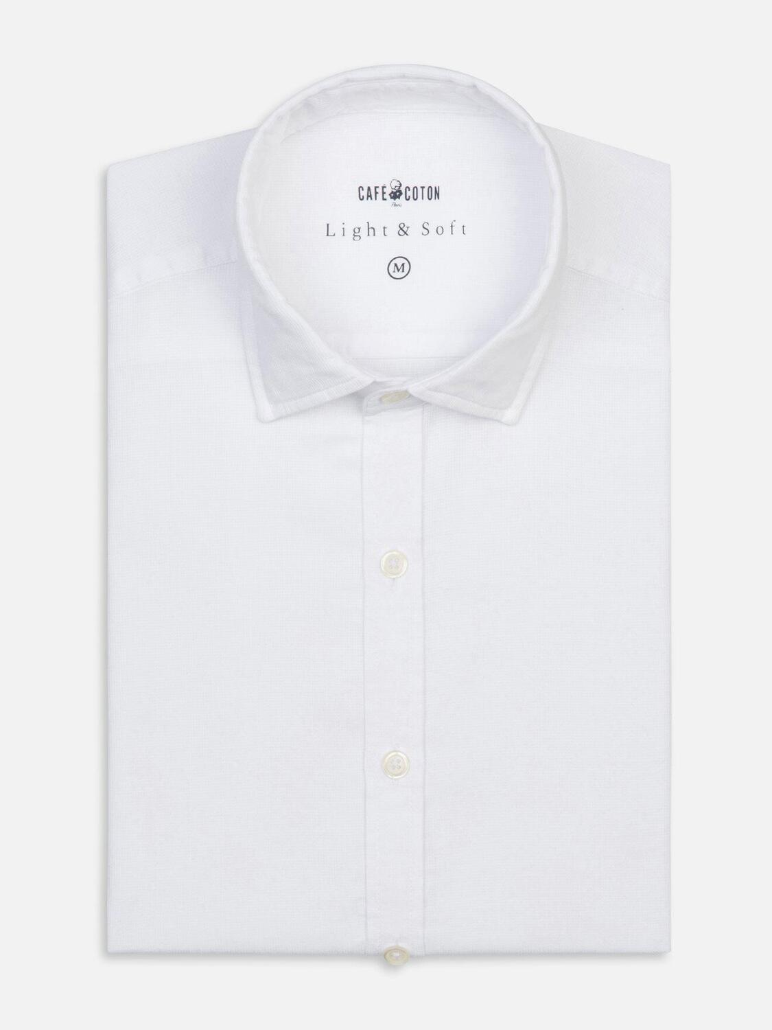 Chemise cintrée en piqué délavé blanc