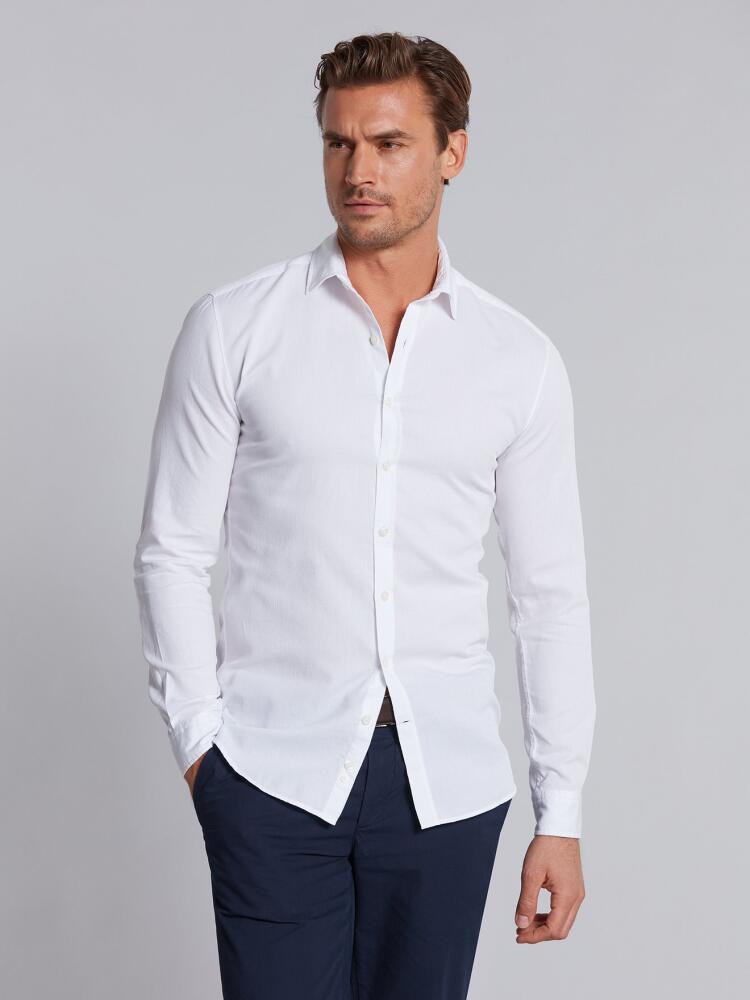 White piqué slim fit shirt