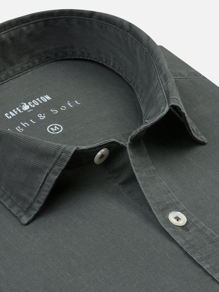 Grey piqué slim fit shirt