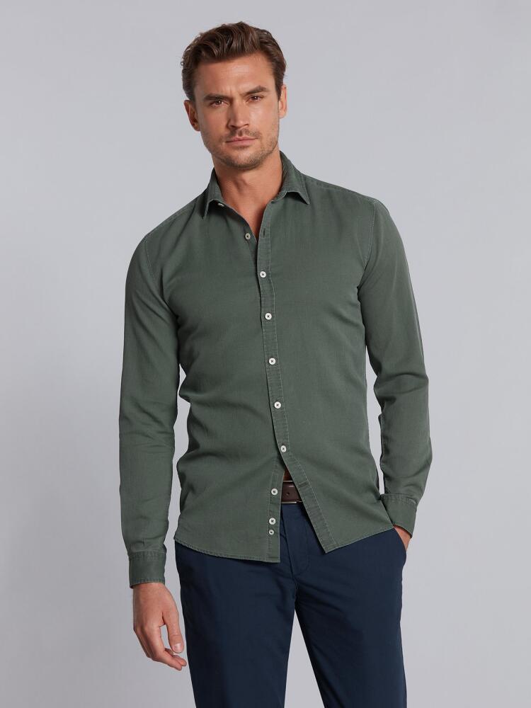 Grey piqué slim fit shirt