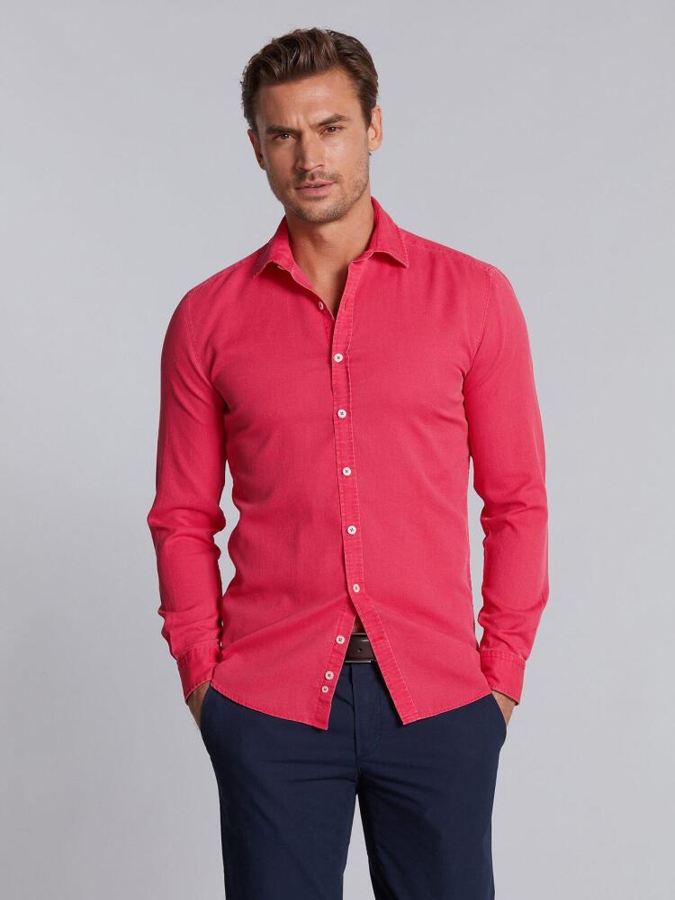 Fuchsia piqu&eacute; slim fit shirt