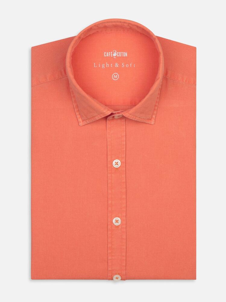 Chemise cintrée en piqué délavé orange