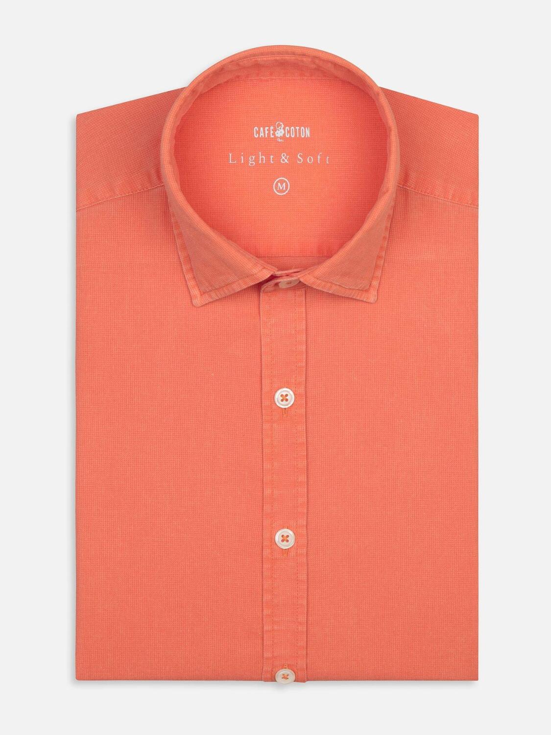 Orange piqué slim fit shirt